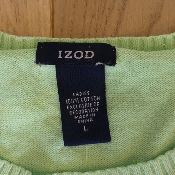 IZOD Vintage Green/Brown/White Argyle Ladies Large Sweater - Picture 3 of 4
